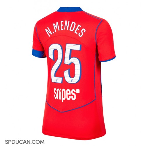 Zenski Nogometni Dres Paris Saint-Germain Nuno Mendes #25 Rezervni 2025-26 Kratak Rukav Zenski Nogometni Dres Paris Saint-Germain Nuno Mendes #25 Rezervni 2025-26 Kratak Rukav